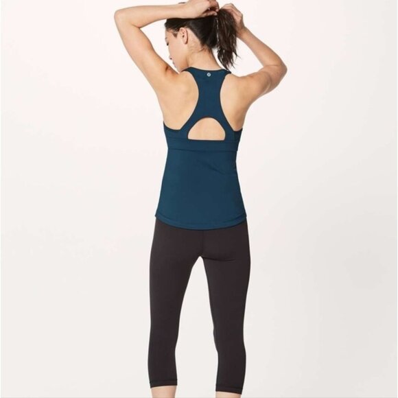 Blue Tank Top with Racerback Design and Stylish Cutout - Picture 1 of 10